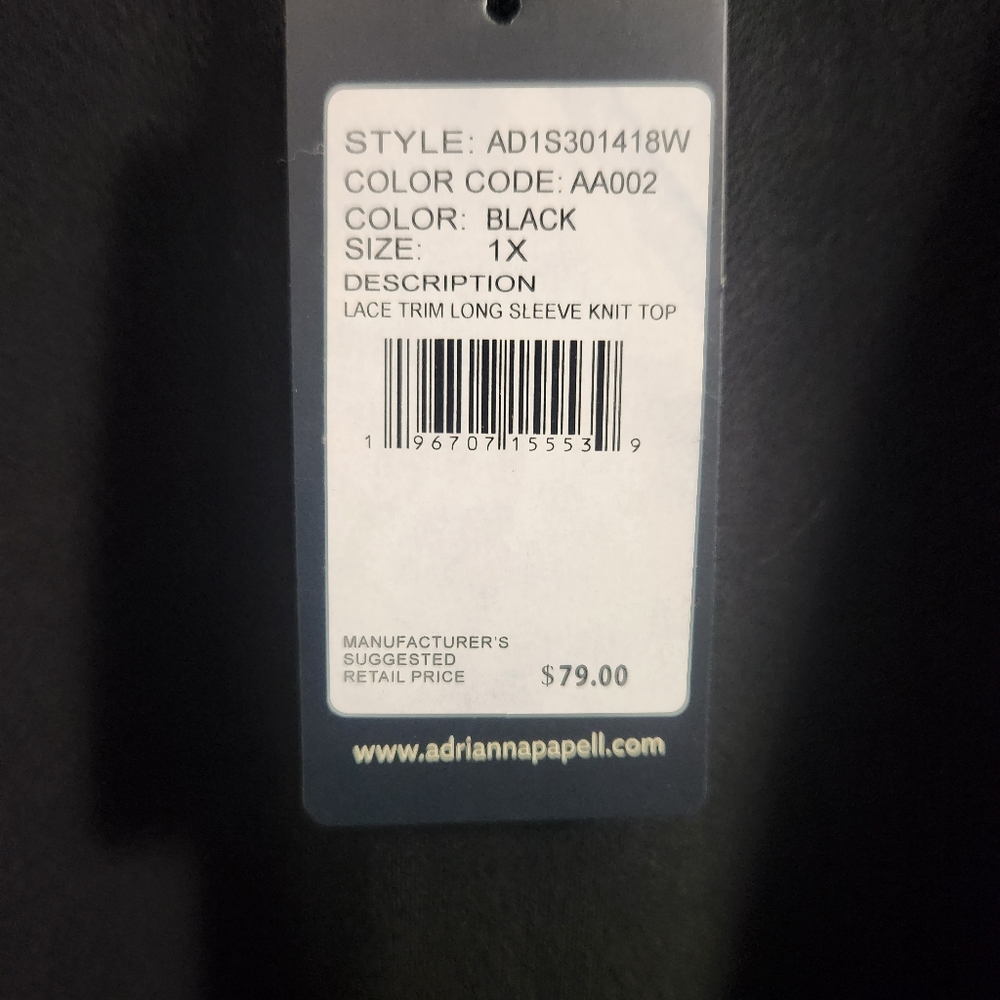 Adrianna Papell Black Top Women's Blouse Size 1X - Picture 2 of 8